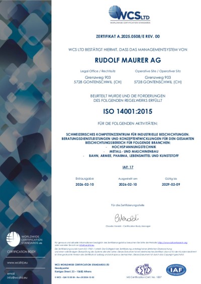 ISO 14001 Zertifikat