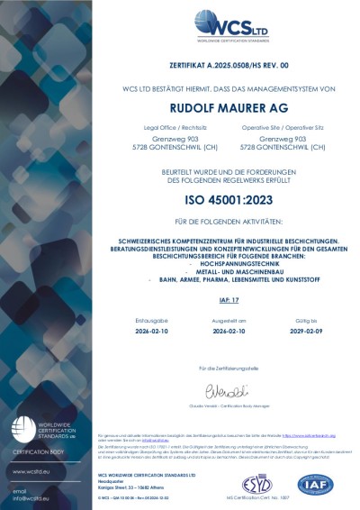 ISO 45001 Zertifikat